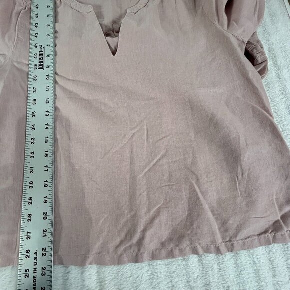Rachel Zoe Women's Long Sleeve V-Neck Blouse Top Linen Blend Blush Pink Sz Small - Picture 7 of 8